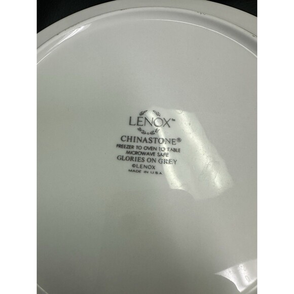 Lenox Chinastone Glories On Grey Dinner Plates 8"" Floral Design Set Of 4 - Picture 2 of 2